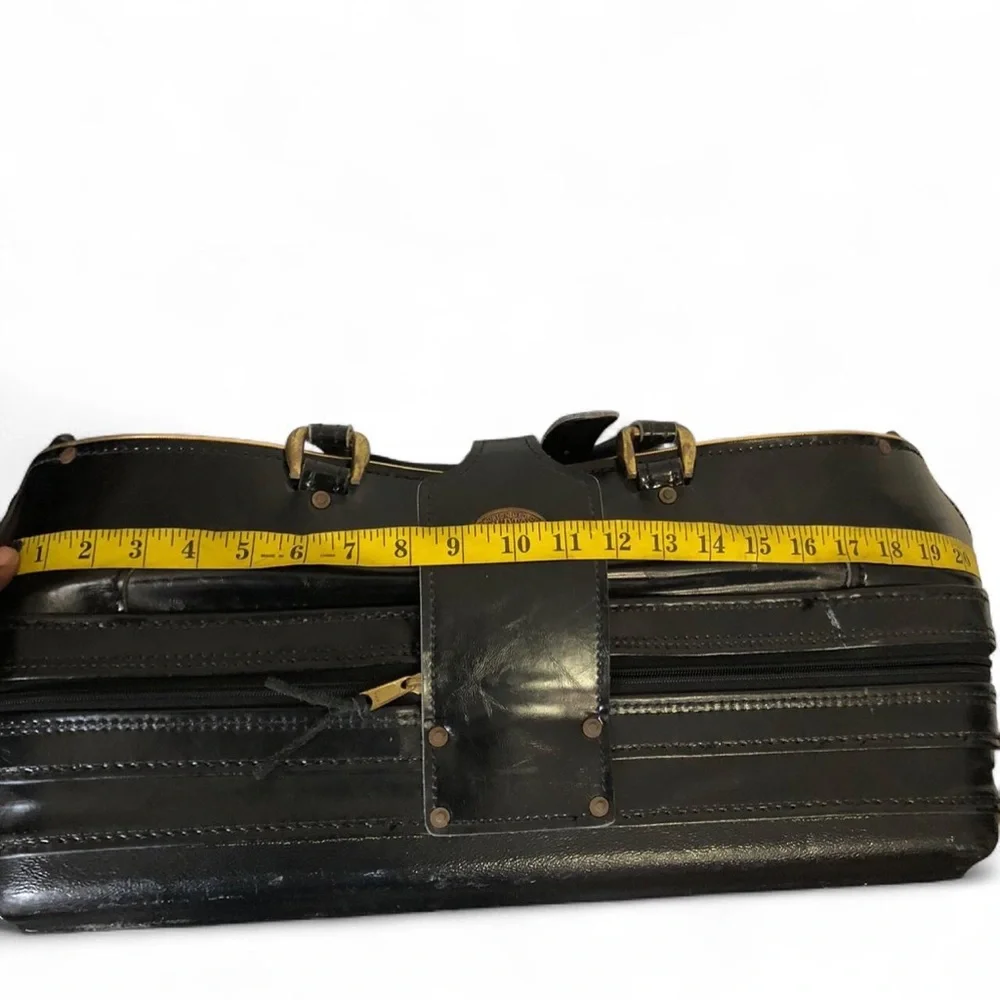 Burton MFG Co Jasper AL Leather Duffle Tote 2 Compartment Bag Hard Base Vintage